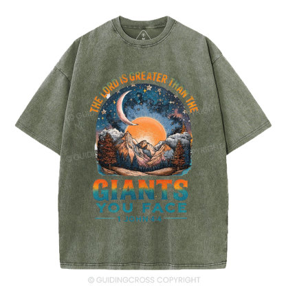 The Lord Is Greater Than The Giants You Face Christian Washed T-Shirt