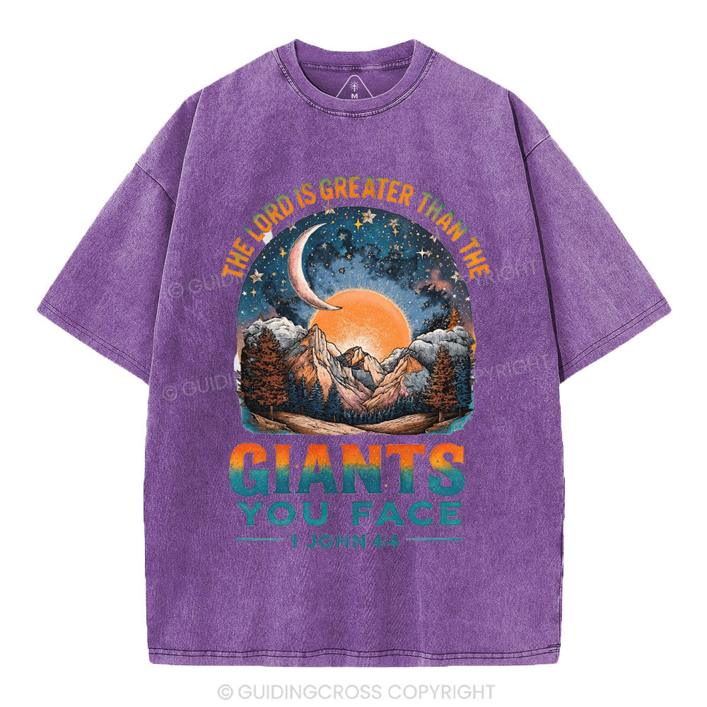 The Lord Is Greater Than The Giants You Face Christian Washed T-Shirt