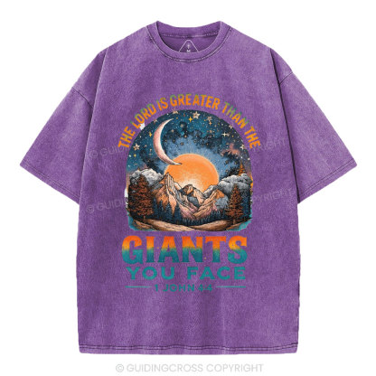 The Lord Is Greater Than The Giants You Face Christian Washed T-Shirt