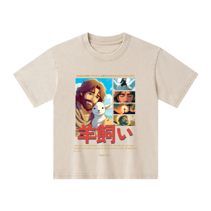 The Lord Is My Shepherd Christian Kid Washed T-Shirt