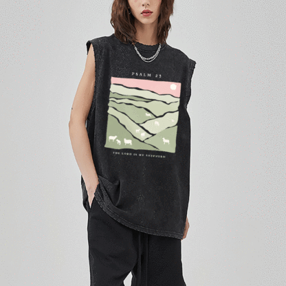 The Lord Is My Shepherd Christian Washed Sleeveless Tee