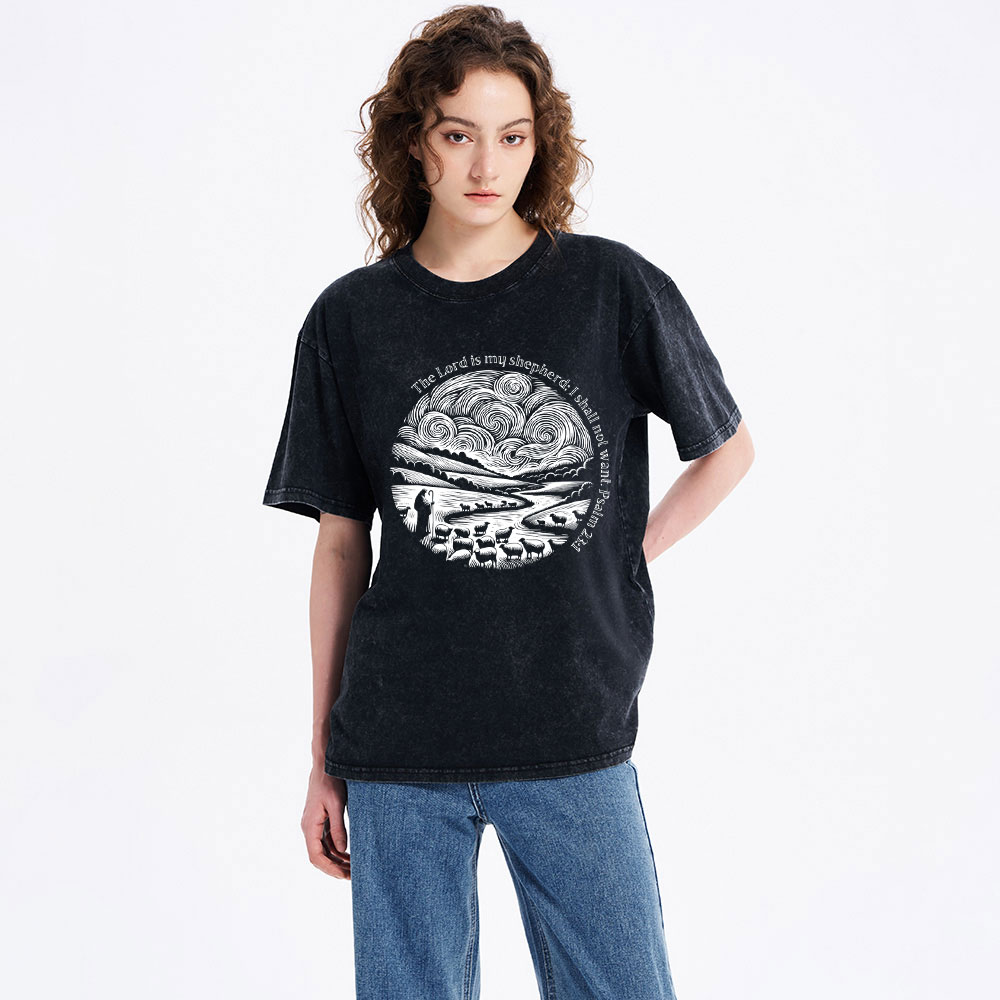 The Lord Is My Shepherd Christian Washed T-Shirt