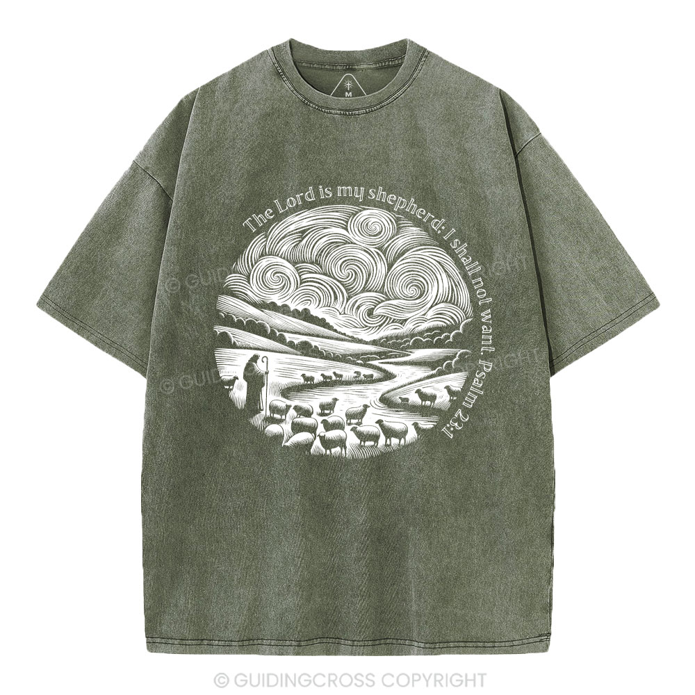 The Lord Is My Shepherd Christian Washed T-Shirt