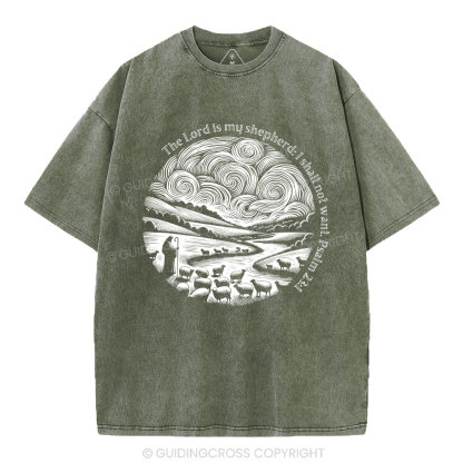 The Lord Is My Shepherd Christian Washed T-Shirt