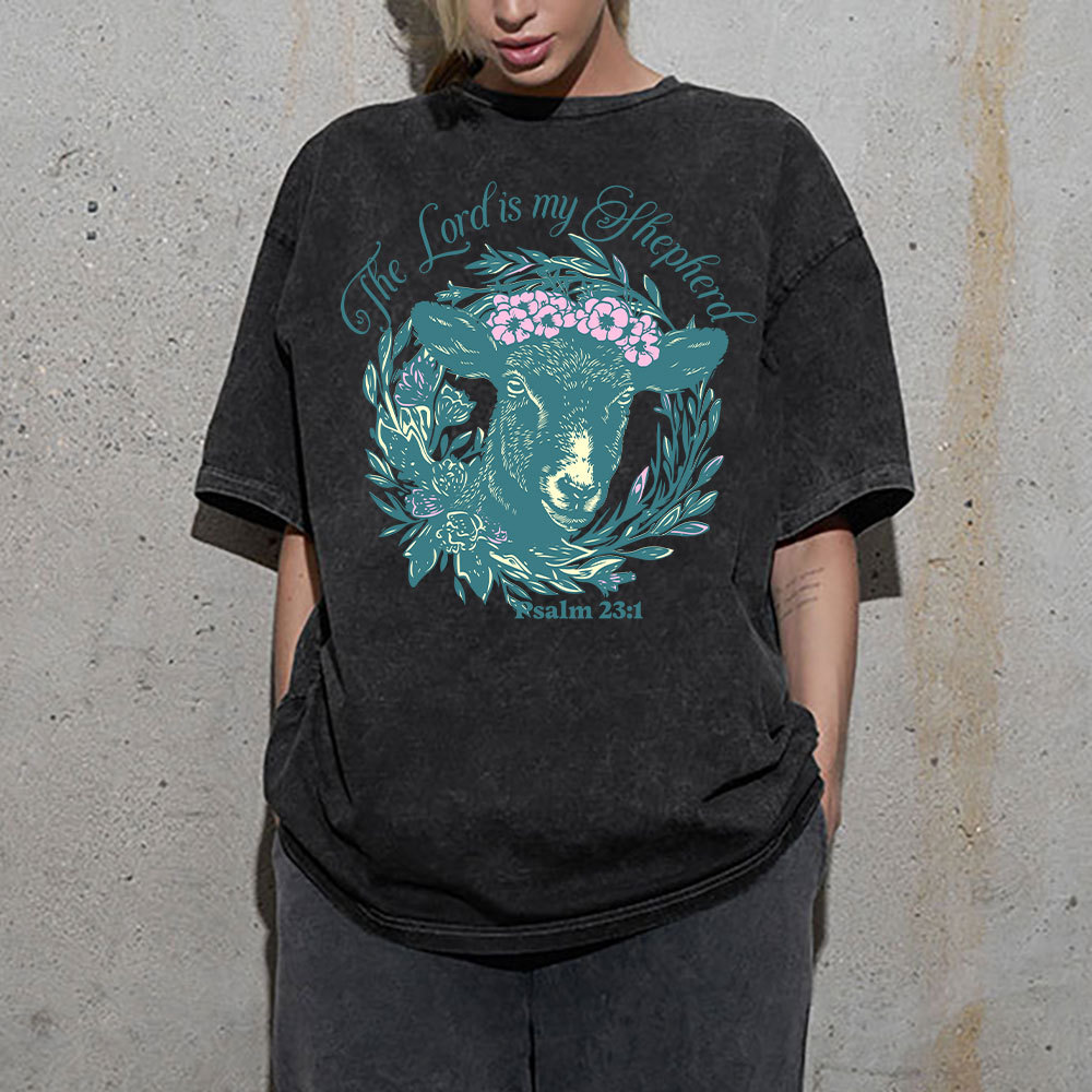 The Lord Is My Shepherd Christian Washed T-Shirt