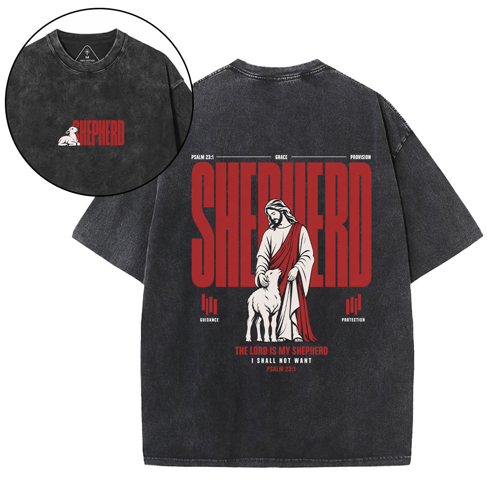 The Lord Is My Shepherd Christian Washed T-Shirt