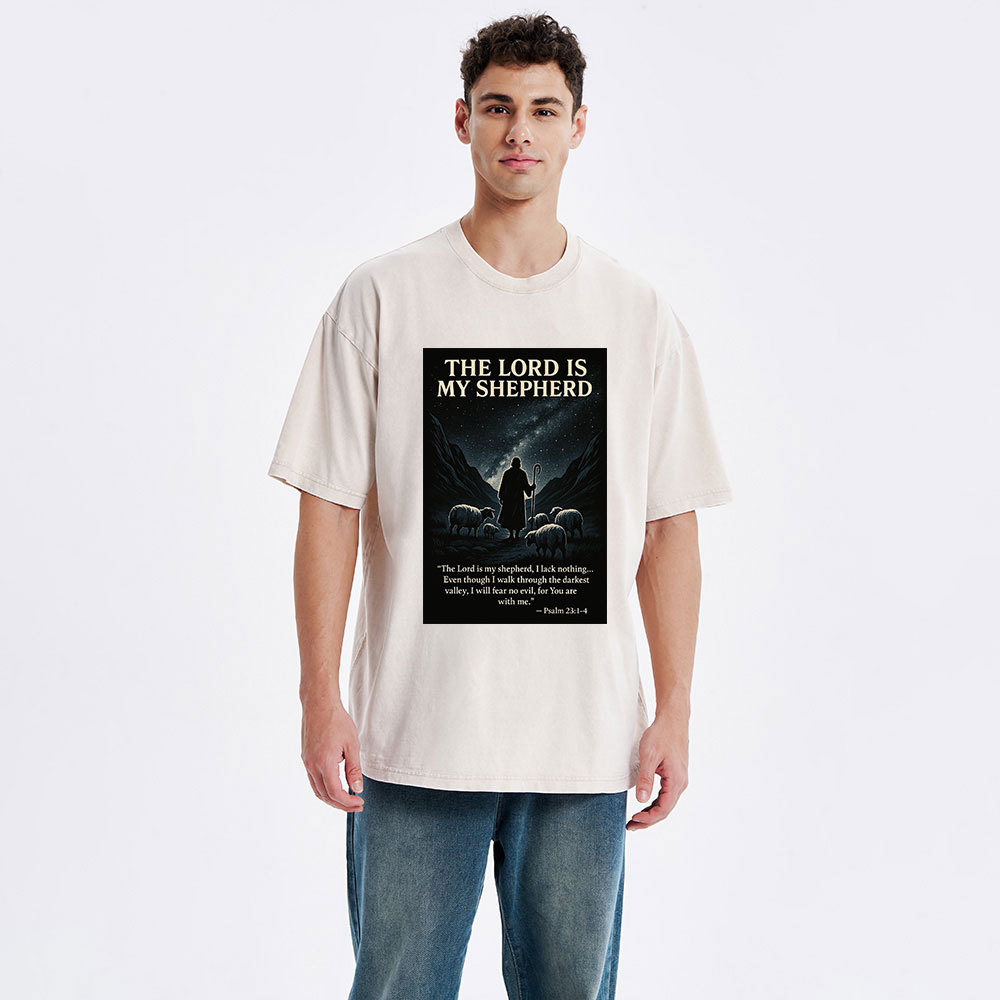 The Lord Is My Shepherd Christian Washed T-Shirt