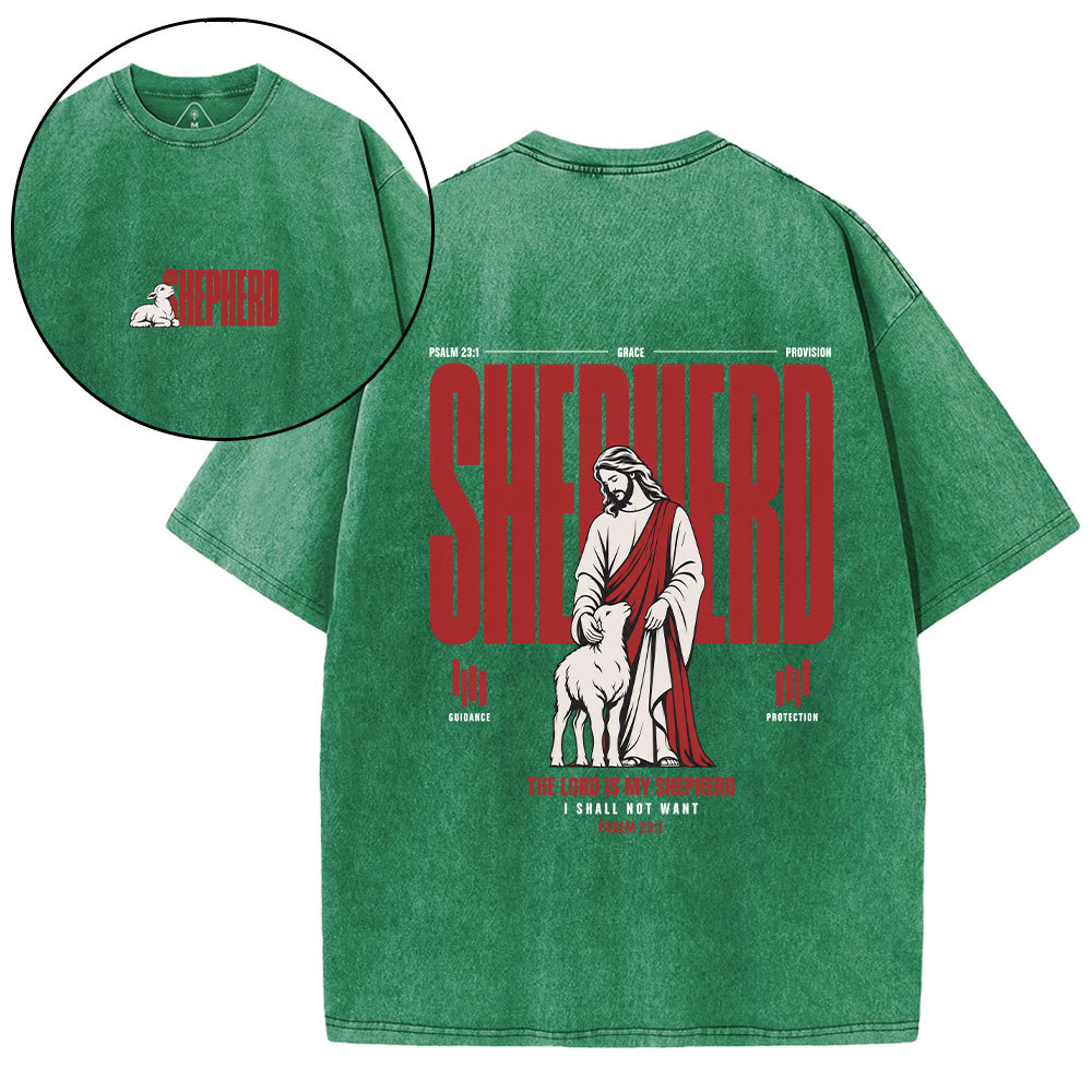 The Lord Is My Shepherd Christian Washed T-Shirt