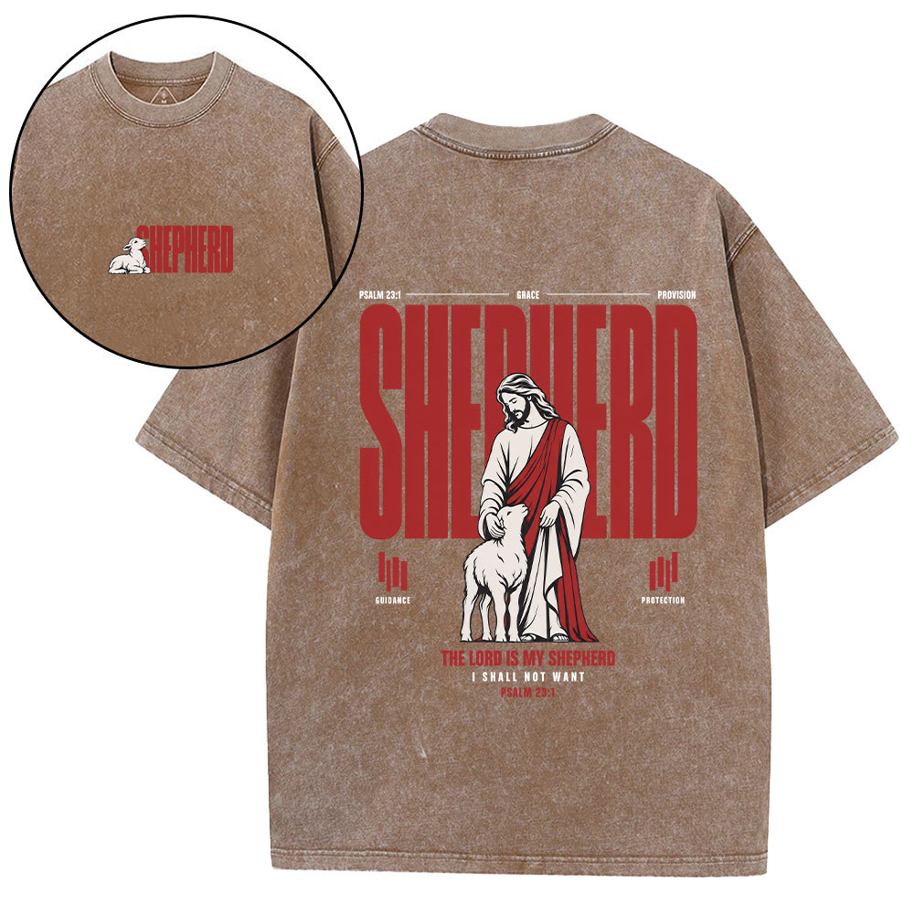 The Lord Is My Shepherd Christian Washed T-Shirt