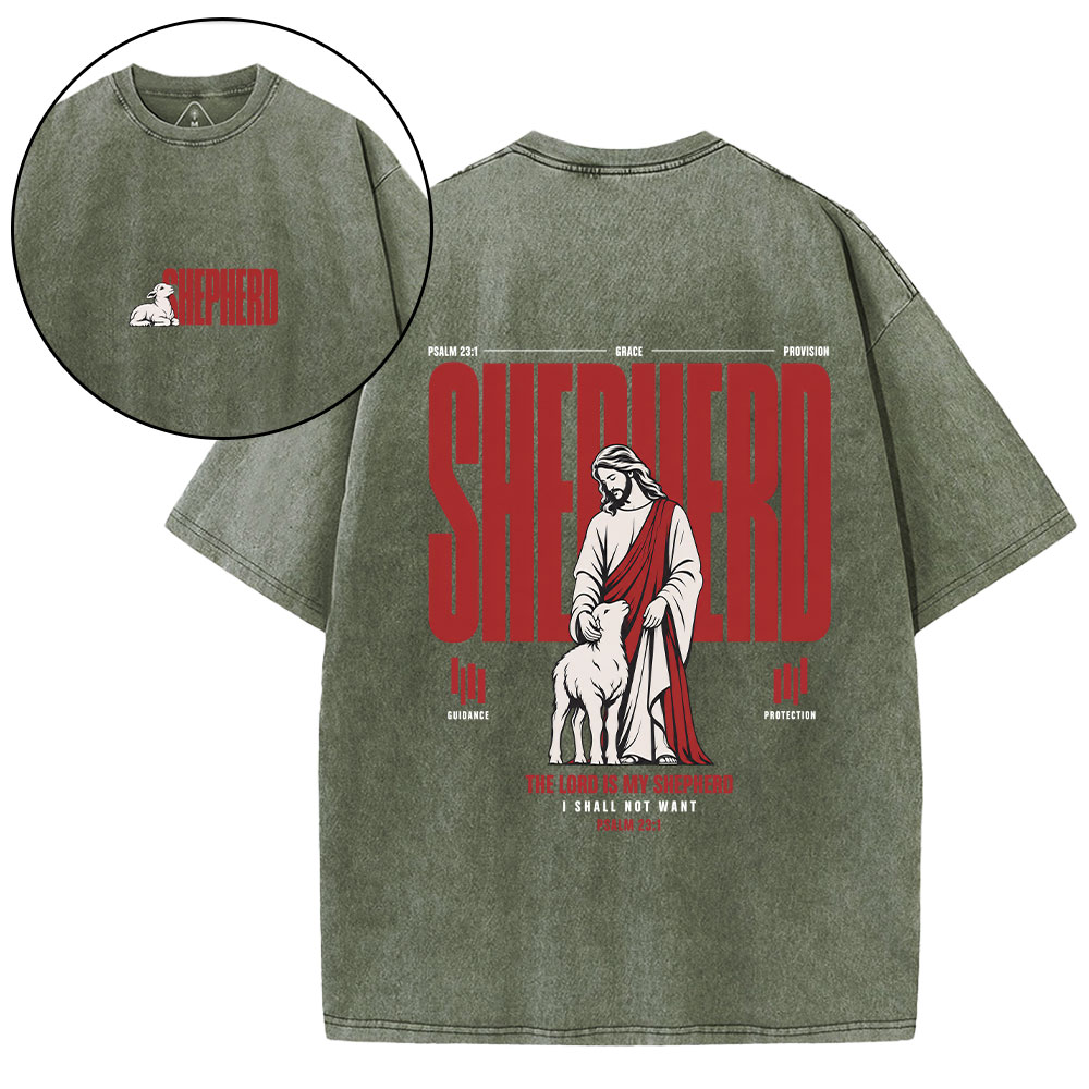 The Lord Is My Shepherd Christian Washed T-Shirt