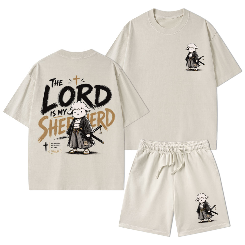 The Lord Is My Shepherd Christian Washed T-Shirt & Shorts 