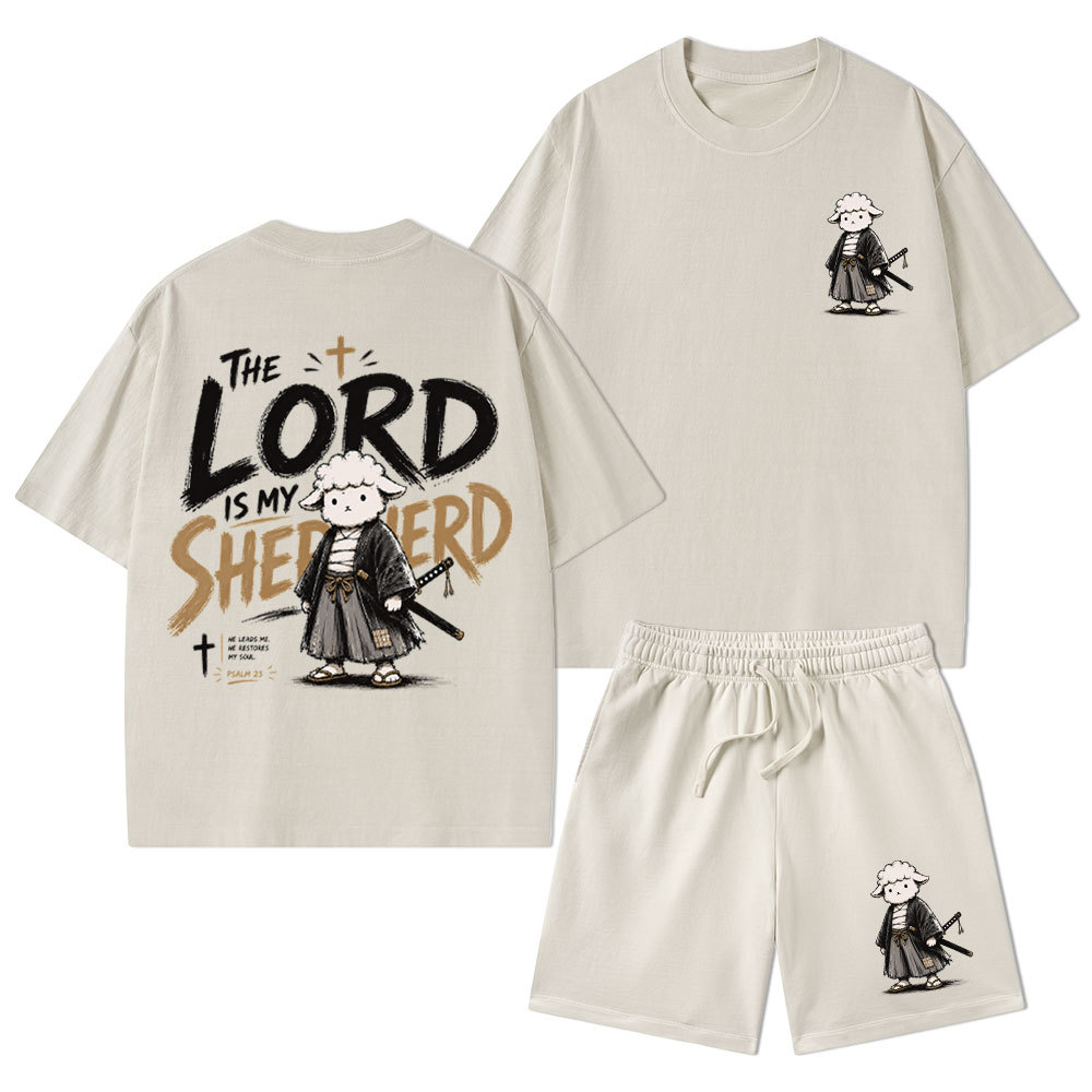 The Lord Is My Shepherd Christian Washed T-Shirt & Shorts 