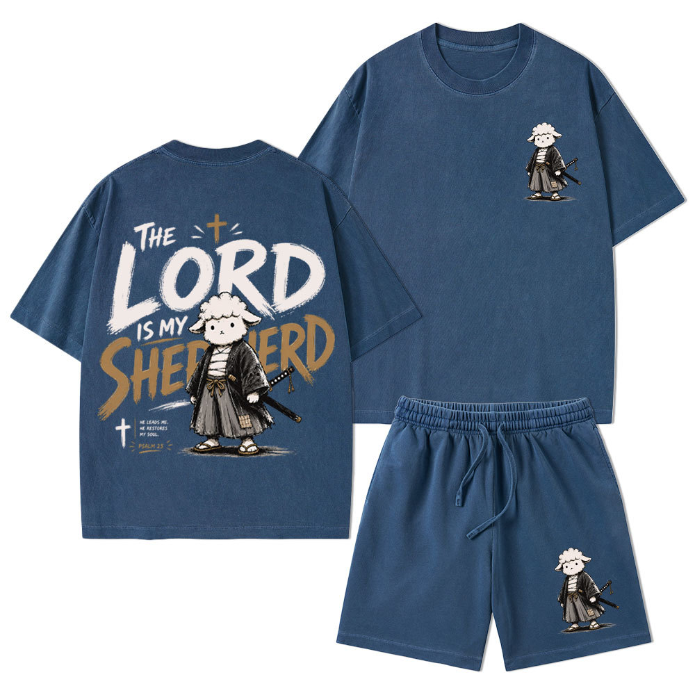 The Lord Is My Shepherd Christian Washed T-Shirt & Shorts 