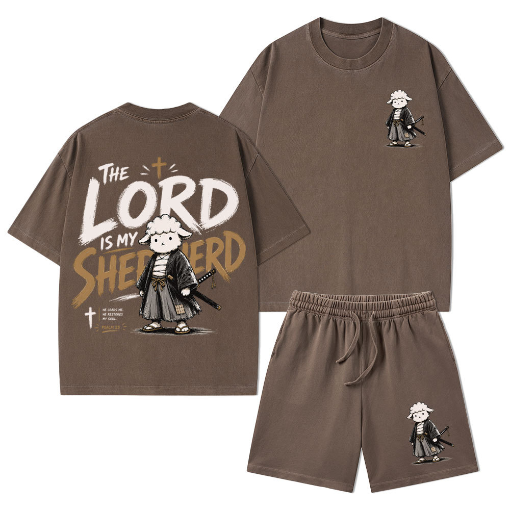 The Lord Is My Shepherd Christian Washed T-Shirt & Shorts 