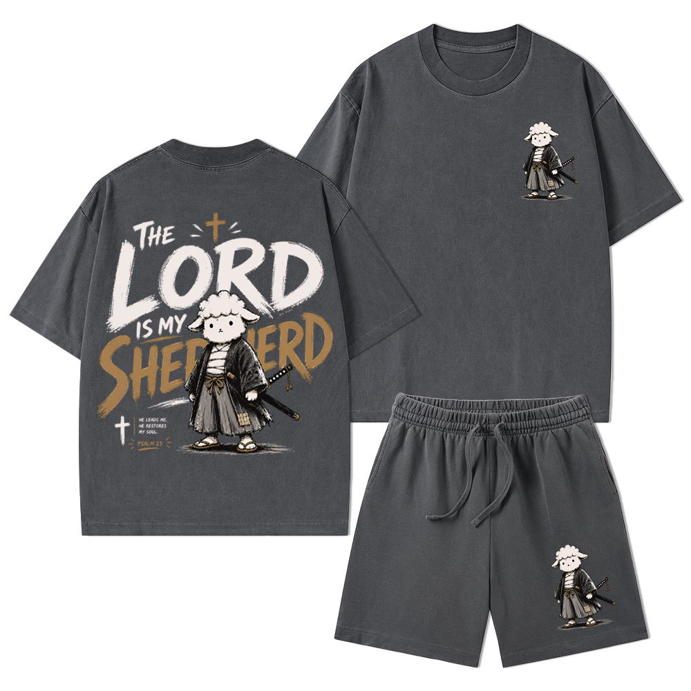 The Lord Is My Shepherd Christian Washed T-Shirt & Shorts 