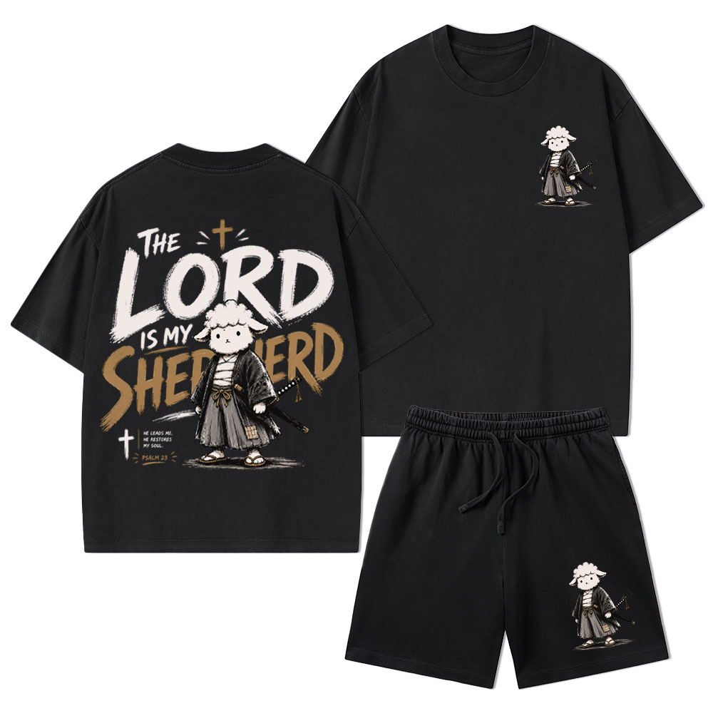 The Lord Is My Shepherd Christian Washed T-Shirt & Shorts 