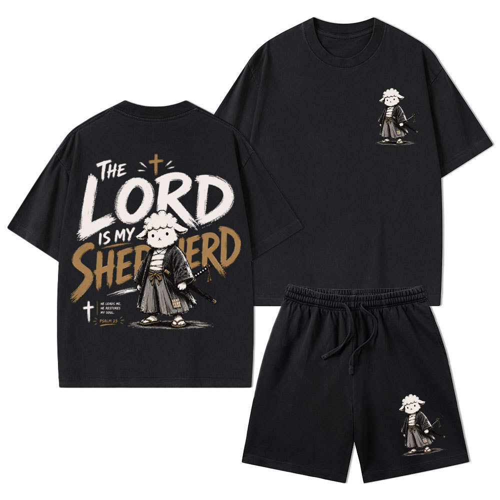 The Lord Is My Shepherd Christian Washed T-Shirt & Shorts 