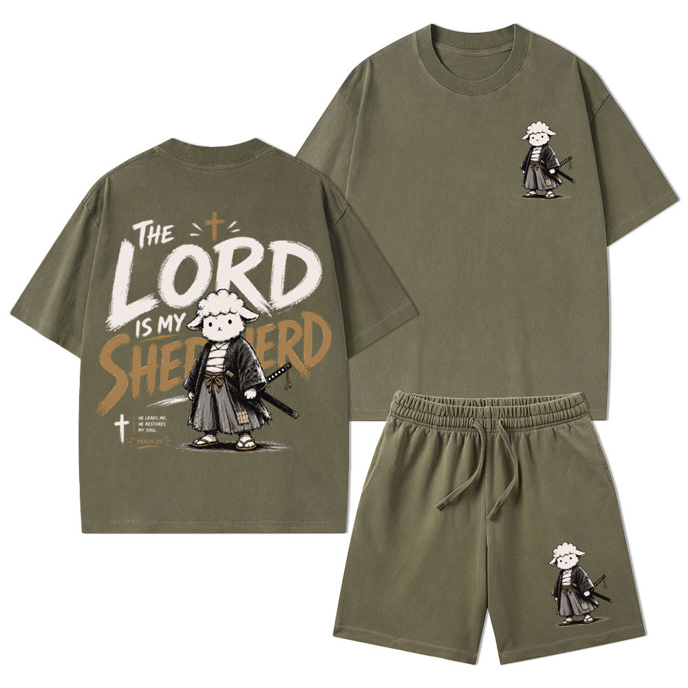 The Lord Is My Shepherd Christian Washed T-Shirt & Shorts 