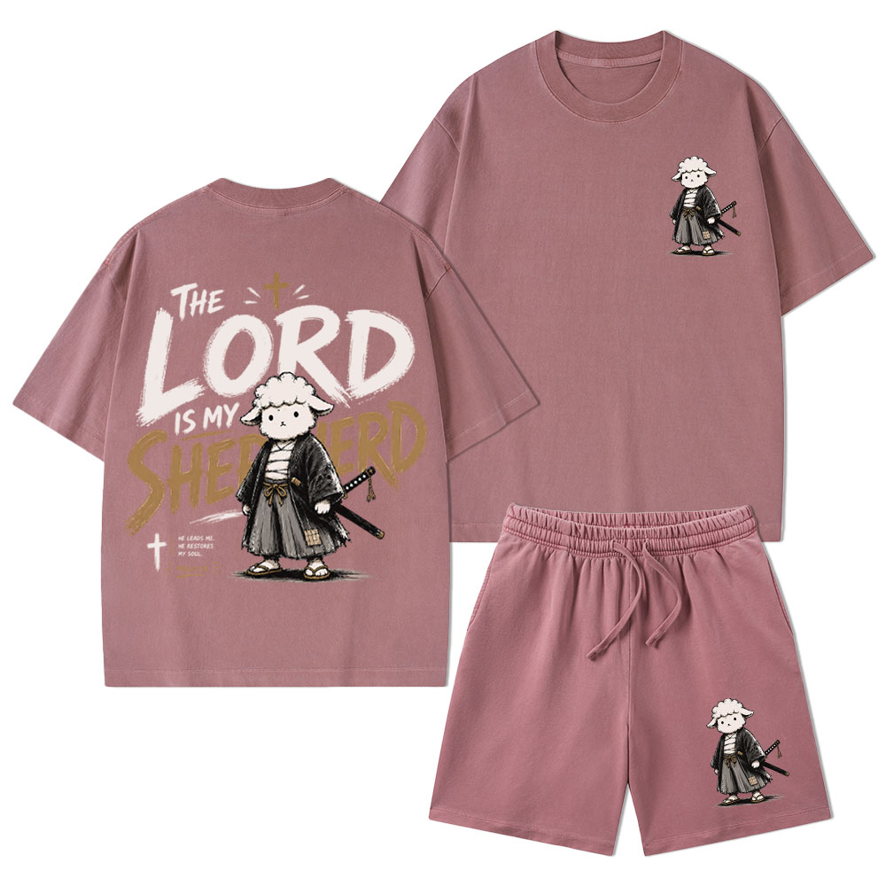 The Lord Is My Shepherd Christian Washed T-Shirt & Shorts 
