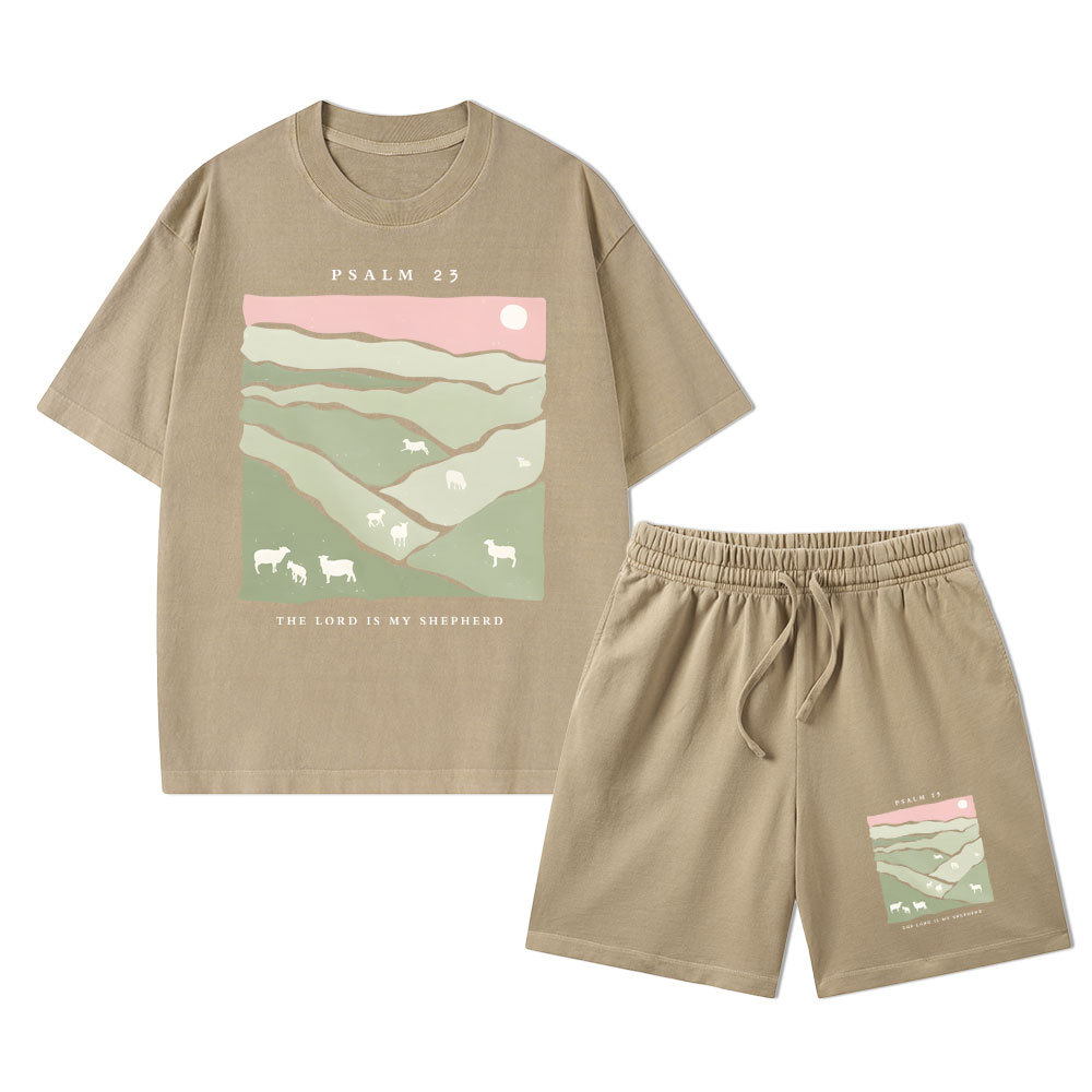 The Lord Is My Shepherd Christian Washed T-Shirt & Shorts