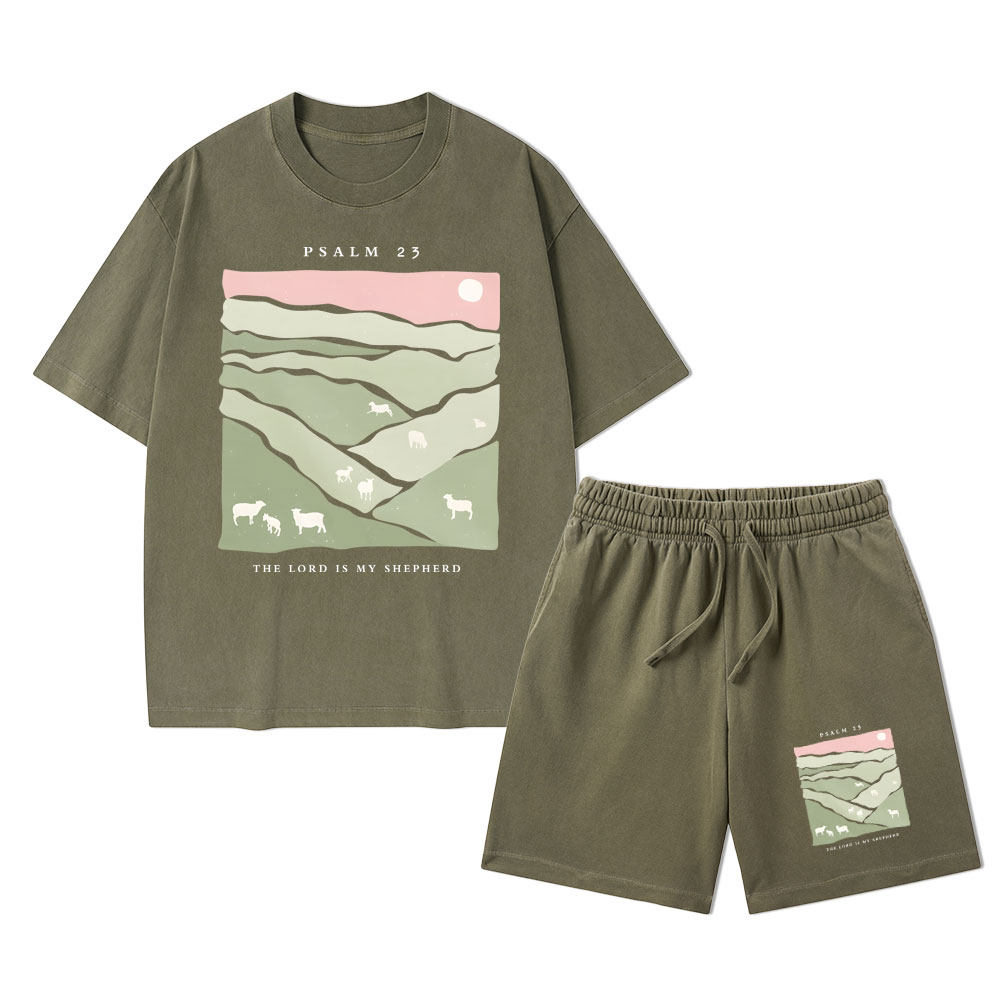 The Lord Is My Shepherd Christian Washed T-Shirt & Shorts