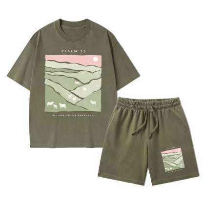 The Lord Is My Shepherd Christian Washed T-Shirt & Shorts