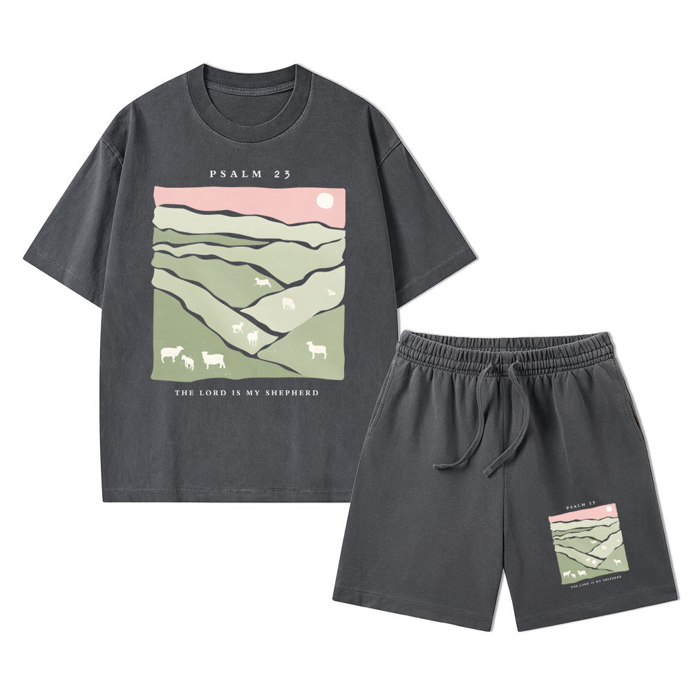The Lord Is My Shepherd Christian Washed T-Shirt & Shorts