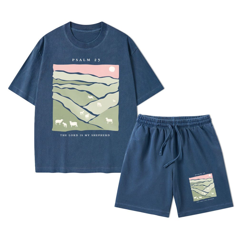 The Lord Is My Shepherd Christian Washed T-Shirt & Shorts