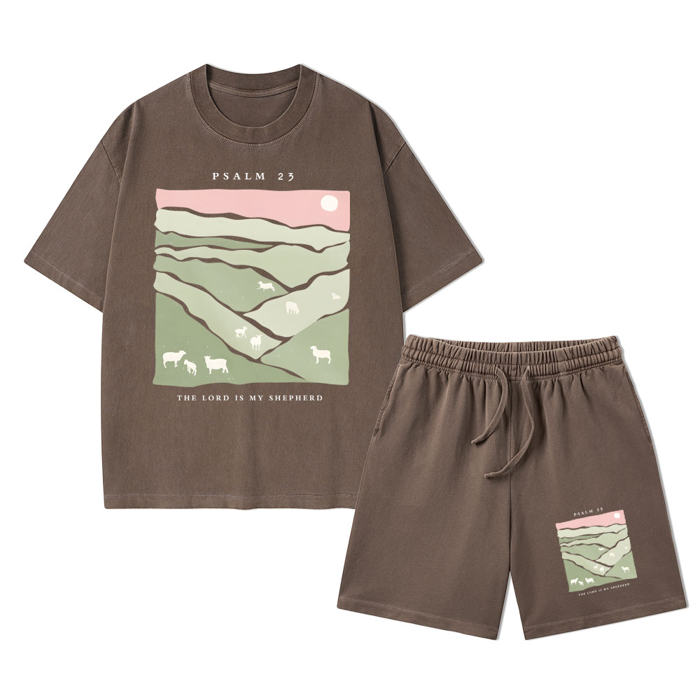 The Lord Is My Shepherd Christian Washed T-Shirt & Shorts
