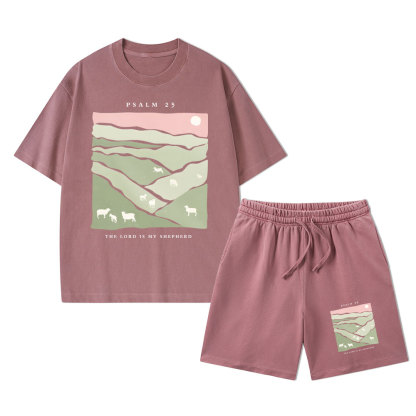 The Lord Is My Shepherd Christian Washed T-Shirt & Shorts