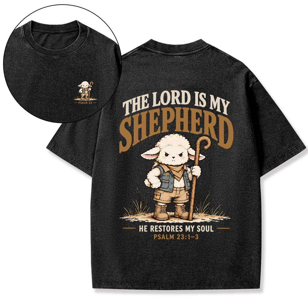 The Lord Is My Shepherd He Restores My Soul Christian Washed T-Shirt