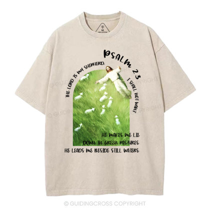 The Lord Is My Shepherd Christian Washed T-Shirt
