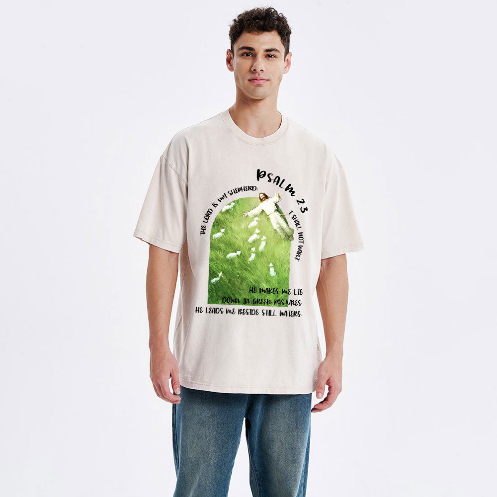 The Lord Is My Shepherd Christian Washed T-Shirt