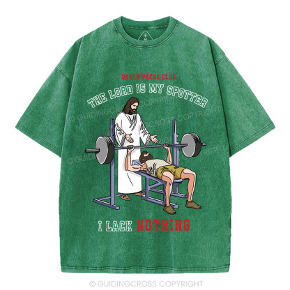 The Lord Is My Spotter Christian Washed T-Shirt