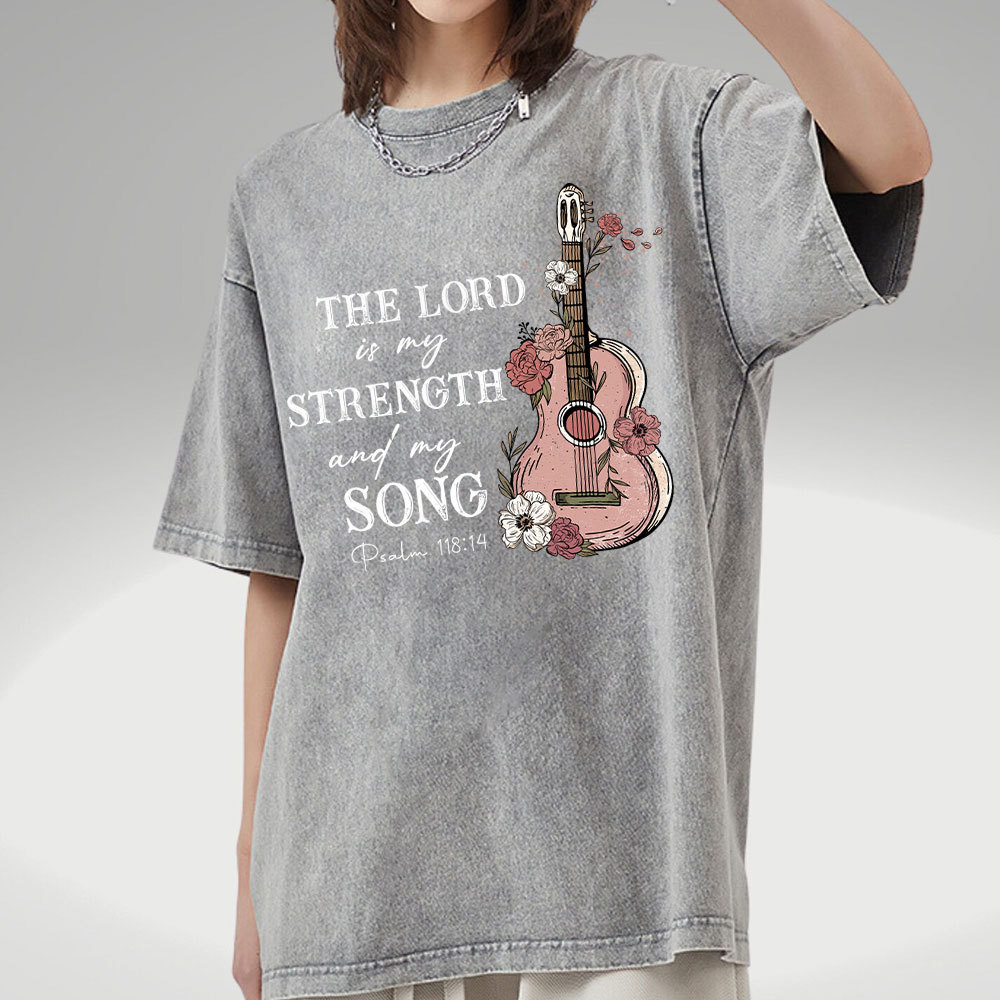 The Lord Is My Strength And My Song Christian Washed T-Shirt