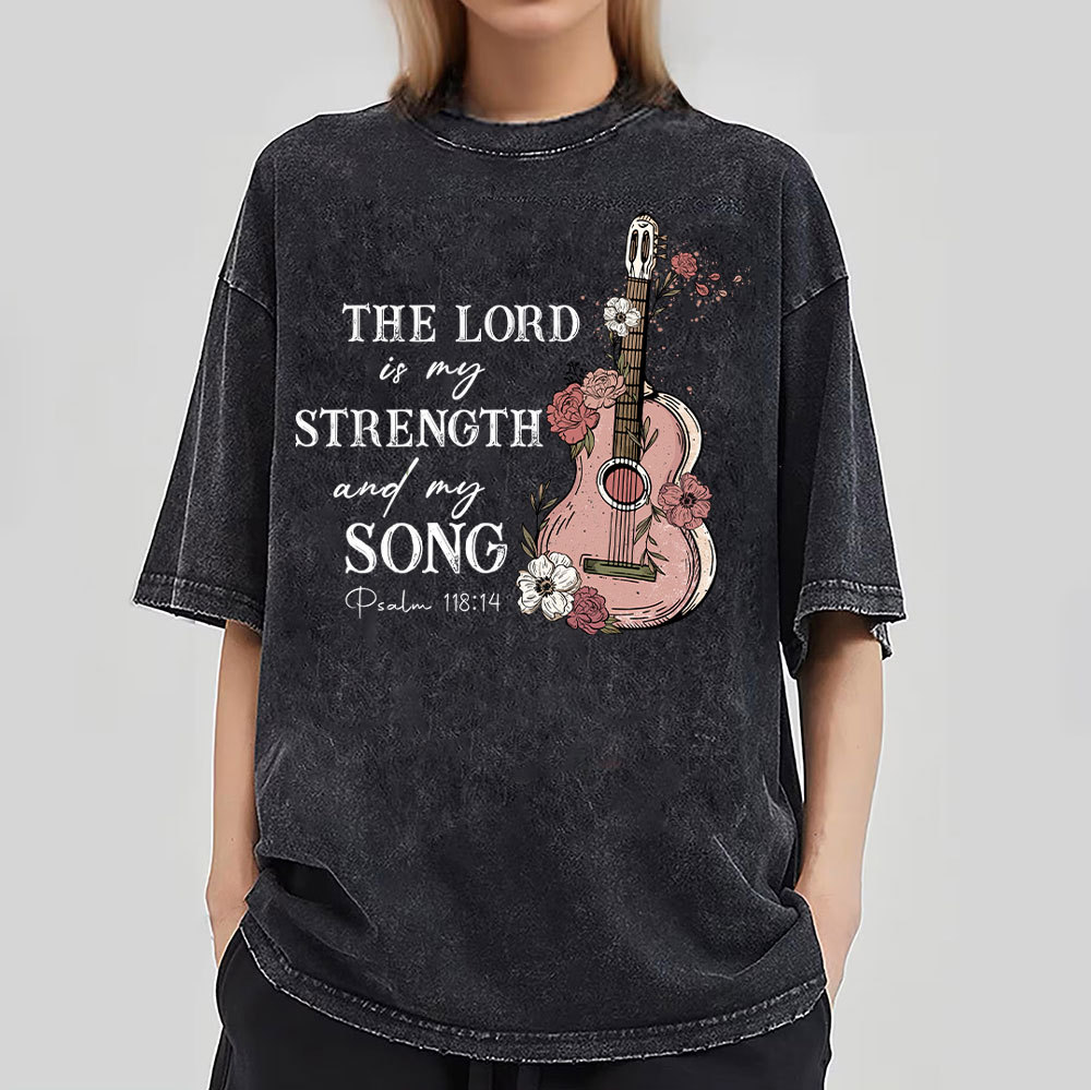 The Lord Is My Strength And My Song Christian Washed T-Shirt