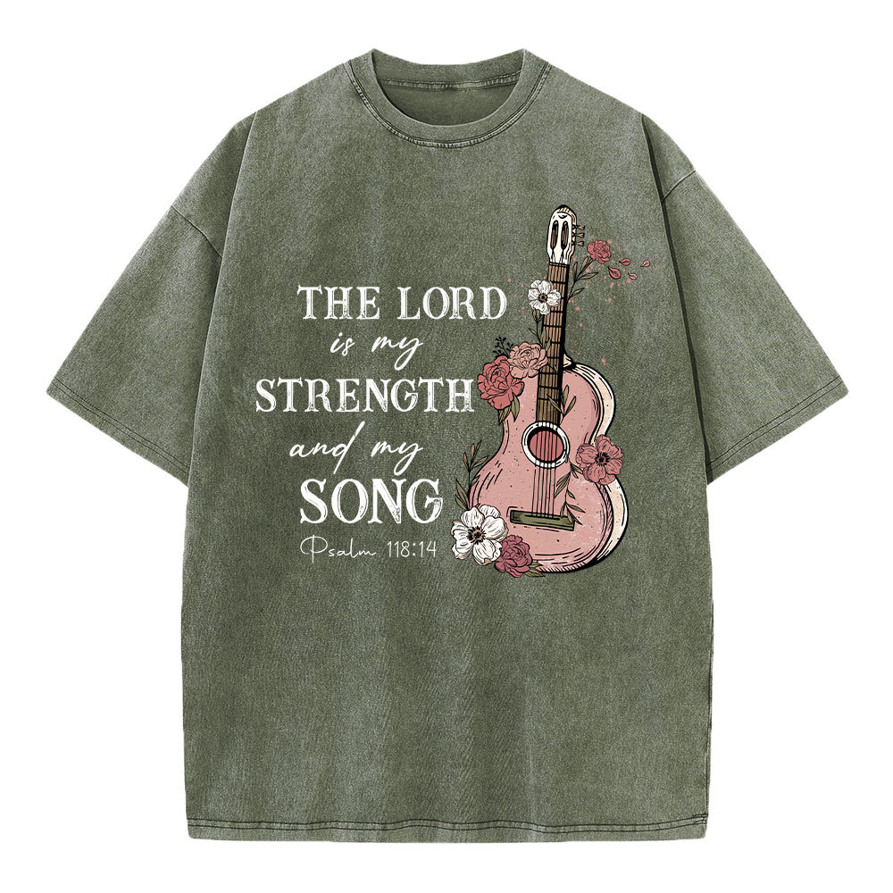 The Lord Is My Strength And My Song Christian Washed T-Shirt