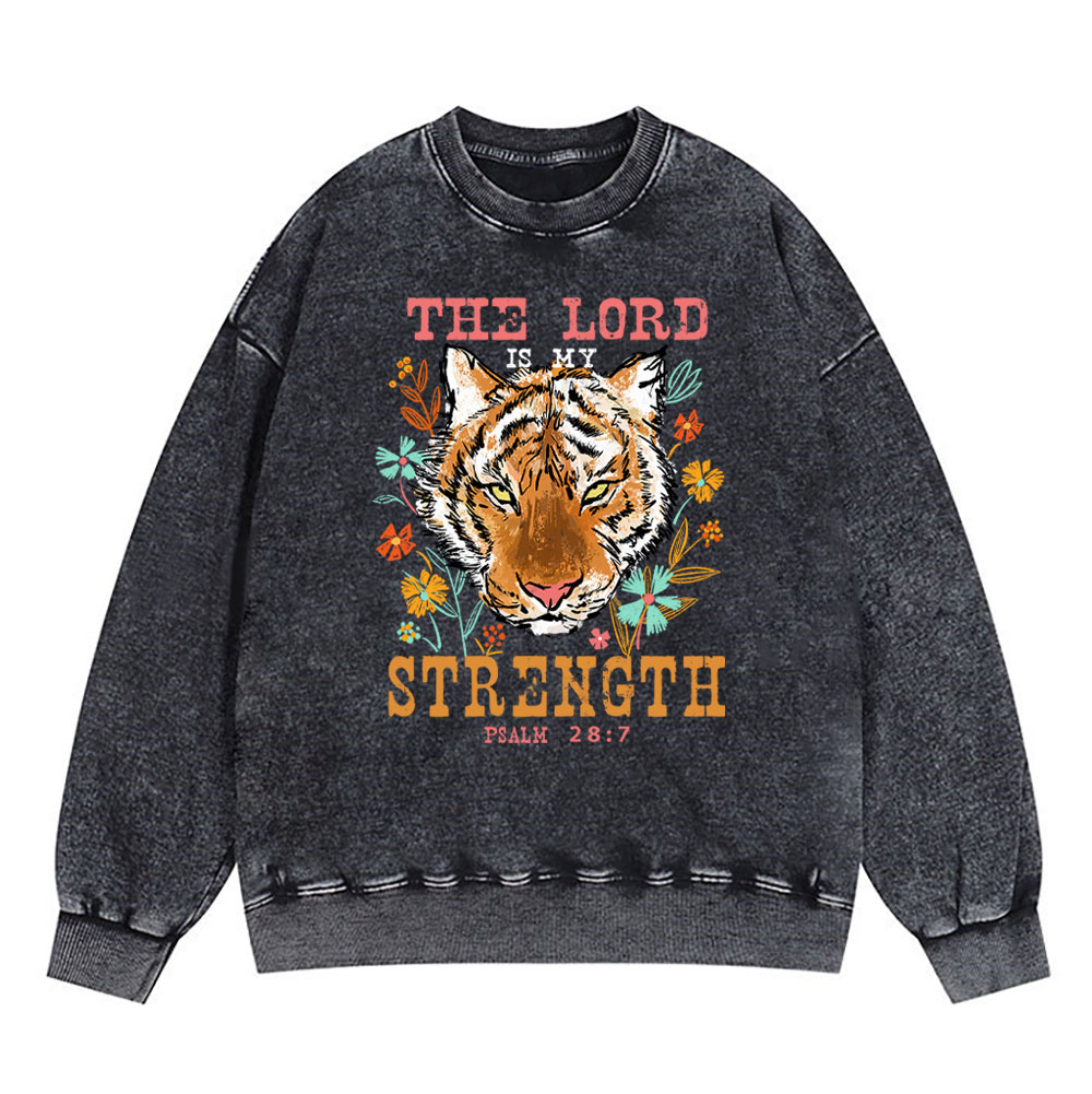 The Lord Is My Strength Christian Washed Sweatshirt