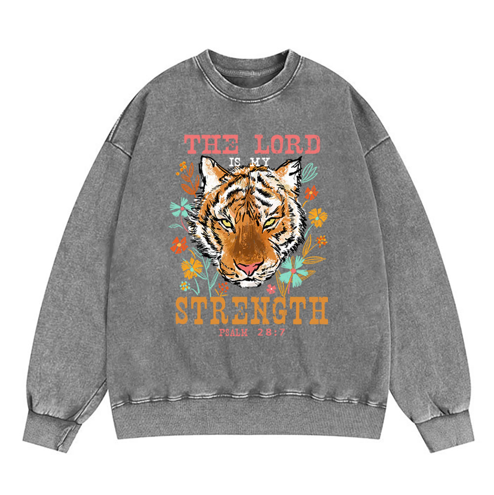 The Lord Is My Strength Christian Washed Sweatshirt