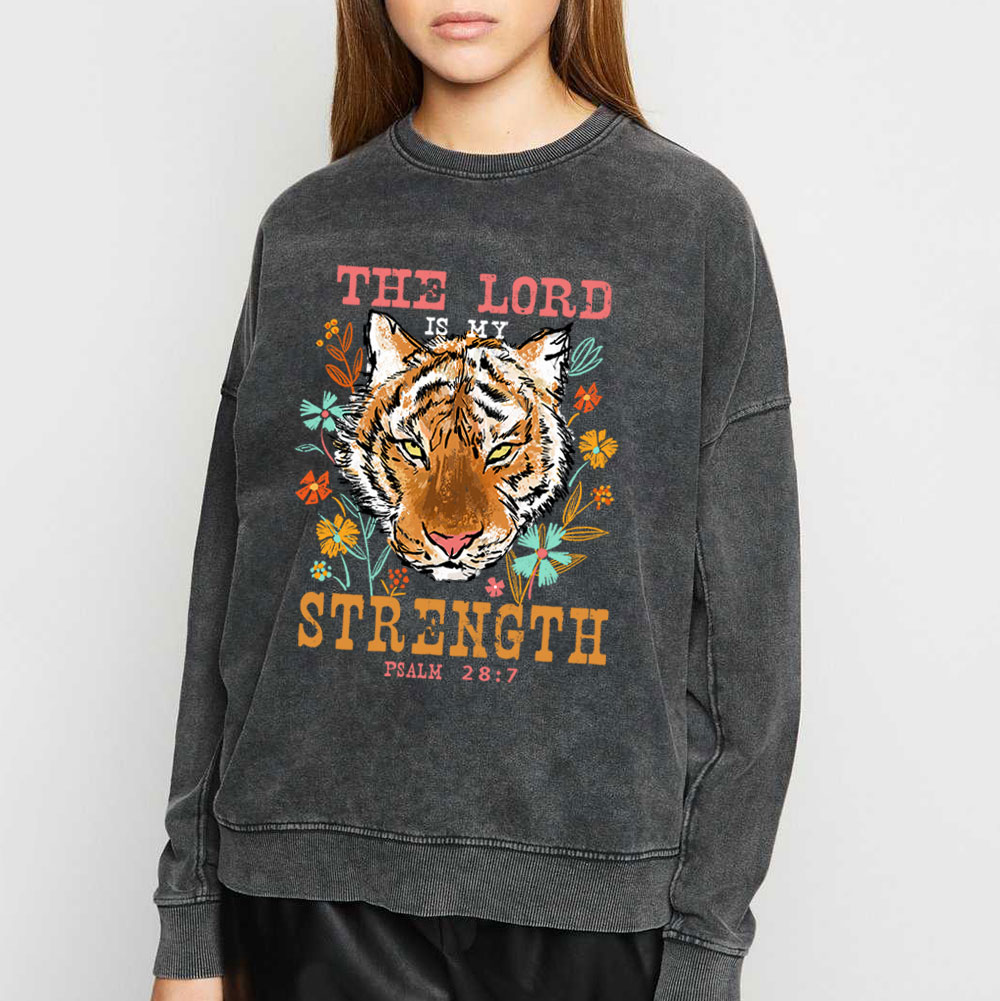 The Lord Is My Strength Christian Washed Sweatshirt