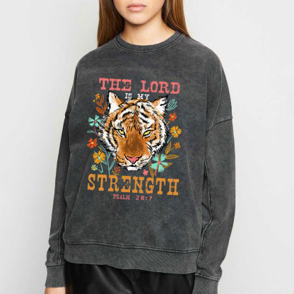 The Lord Is My Strength Christian Washed Sweatshirt