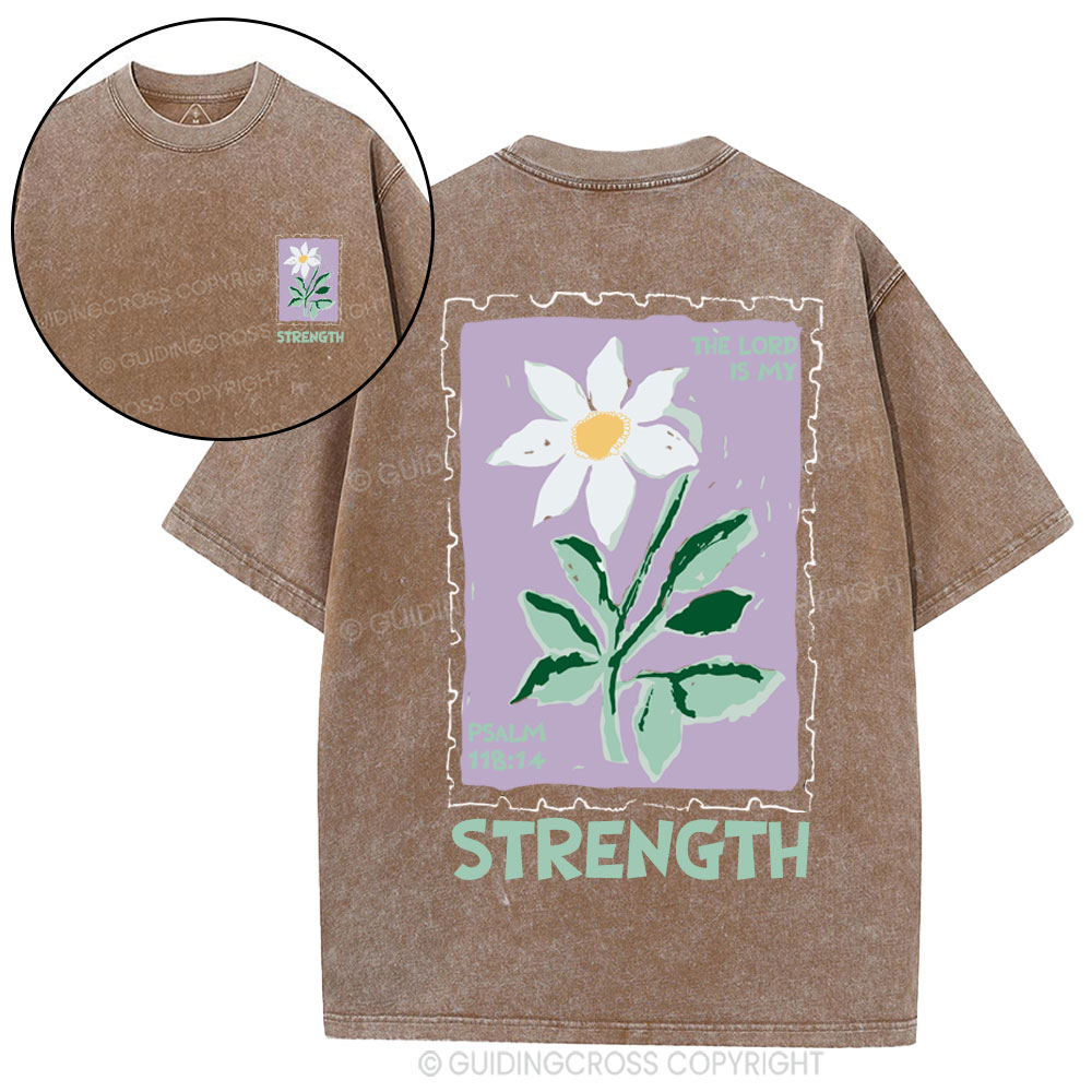 The Lord Is My Strength  Christian Washed T-Shirt