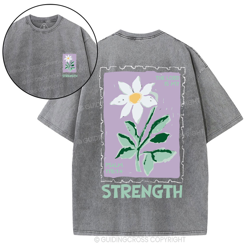 The Lord Is My Strength  Christian Washed T-Shirt