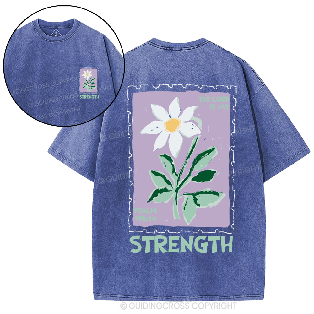 The Lord Is My Strength  Christian Washed T-Shirt