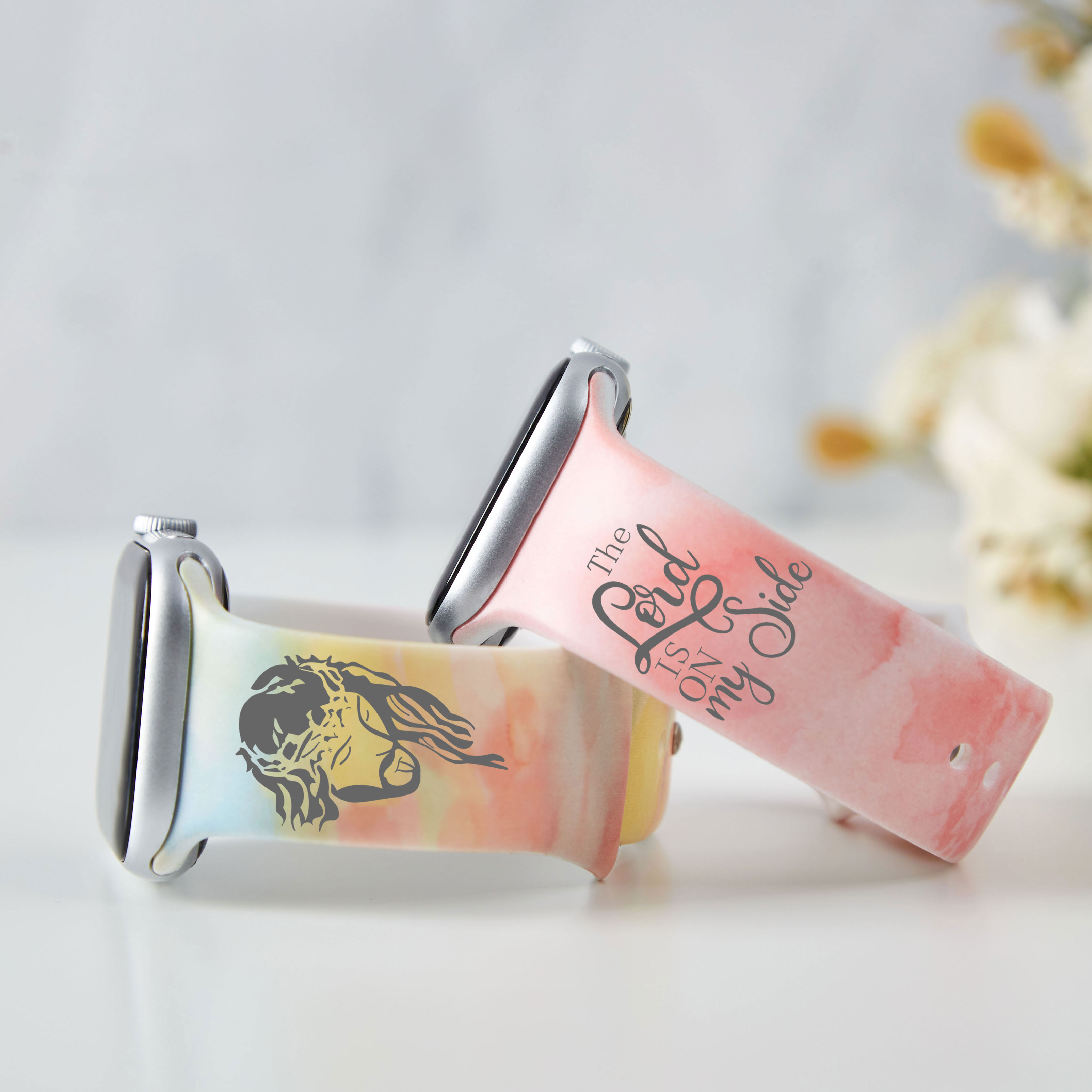 The Lord Is On My Side Engraved Christian Tie Dye Watch Band