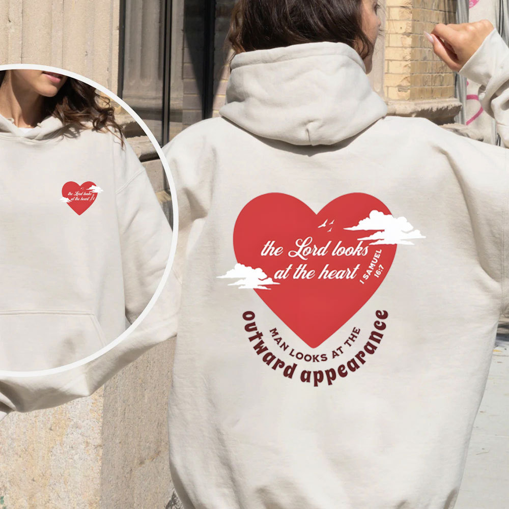 The Lord Looks At The Heart Christian Fleece Hoodie Set