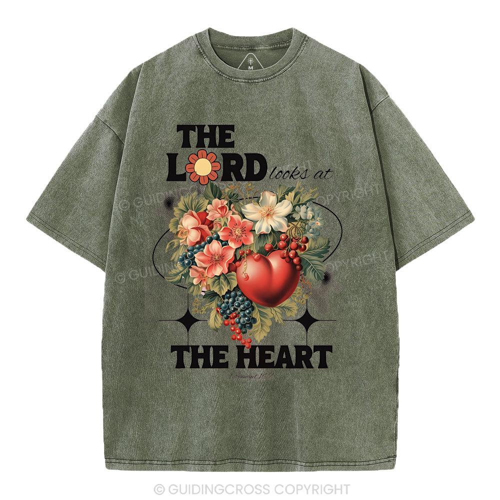 The Lord Looks At The Heart Christian Washed T-Shirt