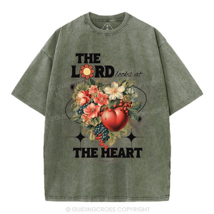 The Lord Looks At The Heart Christian Washed T-Shirt