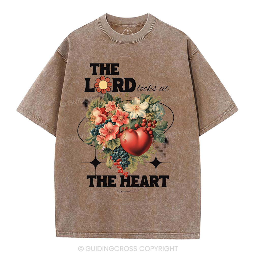 The Lord Looks At The Heart Christian Washed T-Shirt
