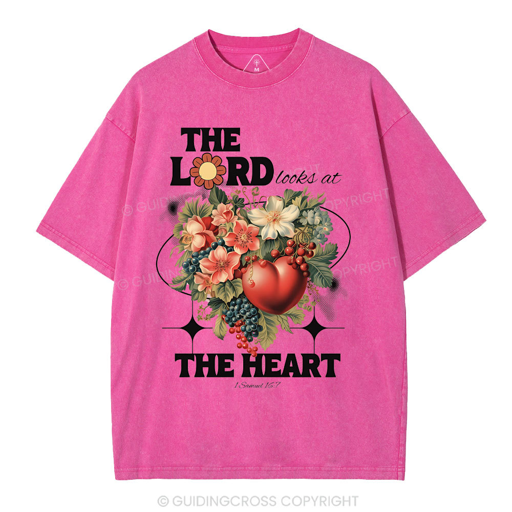 The Lord Looks At The Heart Christian Washed T-Shirt